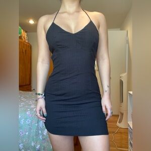 pacsun black mini halter dress